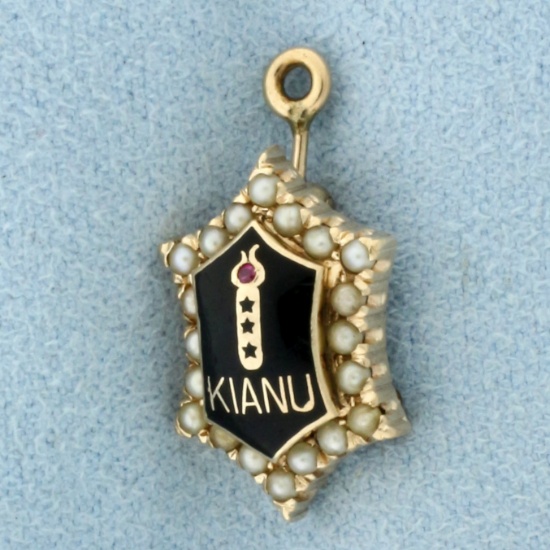 Vintage Kianu Chi Alpha Nu Xan Charm Or Pendant In 10k Yellow Gold