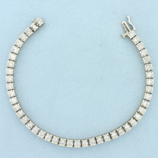 3ct Diamond Tennis Bracelet In 14k White Gold