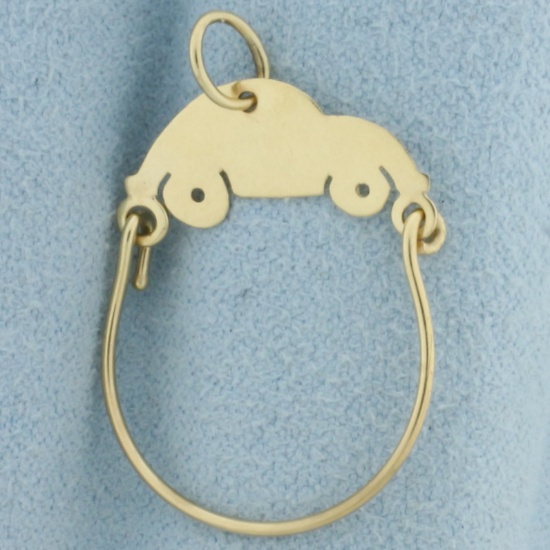 Vw Beetle Car Charm Holder Pendant In 14k Yellow Gold