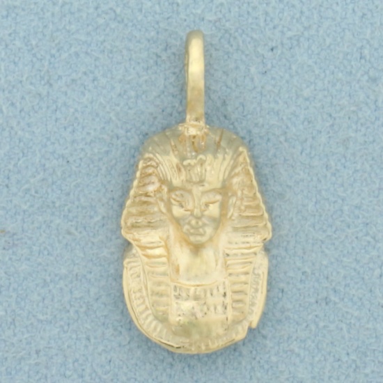 King Tut Egyptian Pharoah Pendant In 14k Yellow Gold