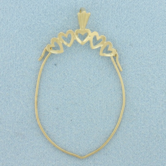Heart Charm Holder Pendant In 14k Yellow Gold
