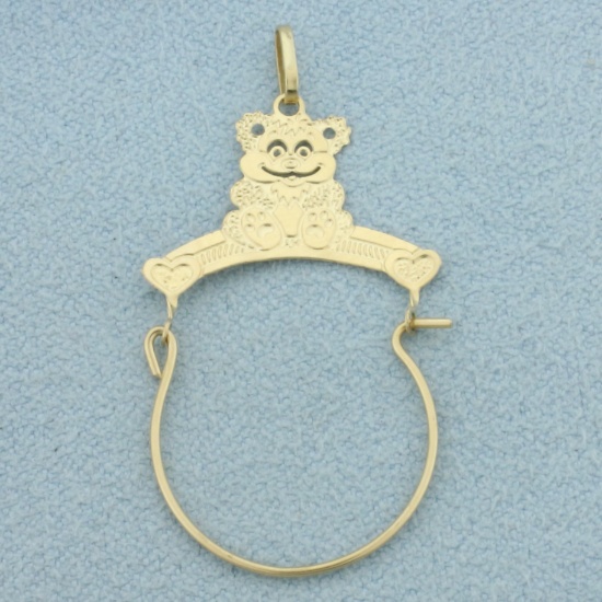 Teddy Bear Charm Holder Pendant In 14k Yellow Gold