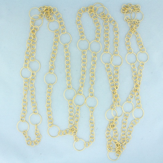 Ultra Long 81 Inch Designer Cable Link Chain Necklace In 18k Yellow Gold