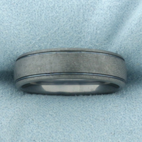Mens Tungsten Matte Charcoal Gray Wedding Band Ring In Tungsten