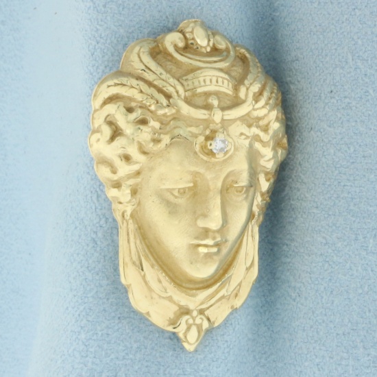 Diamond Goddess Pendant In 14k Yellow Gold