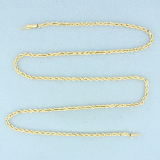 24 Inch Rope Link Chain Necklace In 14k Yellow Gold