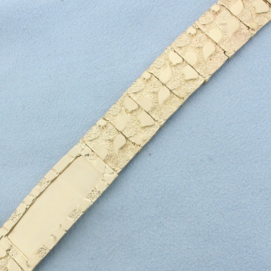 Mens Engravable Nugget I.D. Bracelet In 10k Yellow Gold