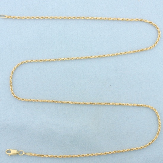 Italian 20 Inch Rope Link Chain Necklace In 14k Yellow Gold