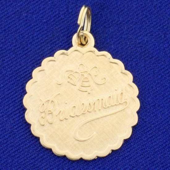 Engrabable Bridesmaid Pendant Or Charm In 14k Yellow Gold