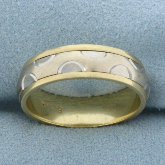 Mens Two Tone Wedding Band Ring In 14k Yellow And White Gold