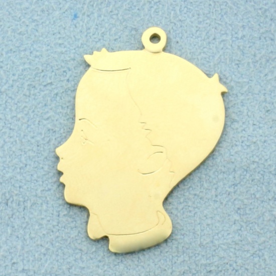 Inscribable Boy Child Grandchild Pendant Or Charm In 14k Yellow Gold