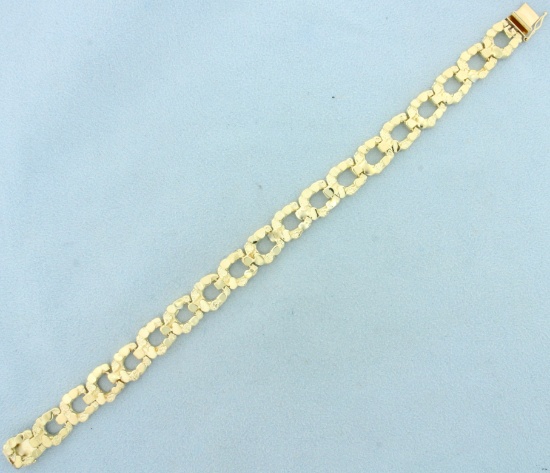 Nugget Link Bracelet In 14k Yellow Gold