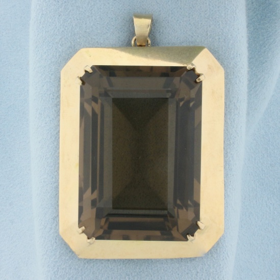 130ct Smokey Topaz Statement Pendant In 14k Yellow Gold