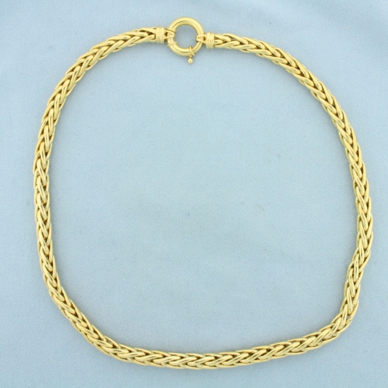 Italian Foxtail Link Necklace In 18k Yellow Gold