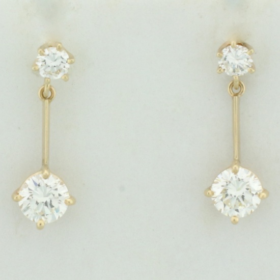 Diamond Dangle Earrings In 14k Yellow Gold