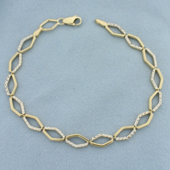 Geometric Diamond Cut Bracelet In 14k Yellow And White Gold