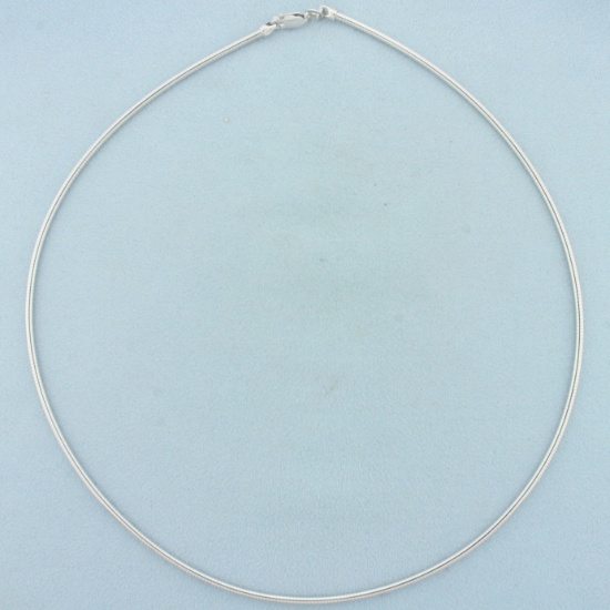 Omega Link Snake Necklace In 14k White Gold