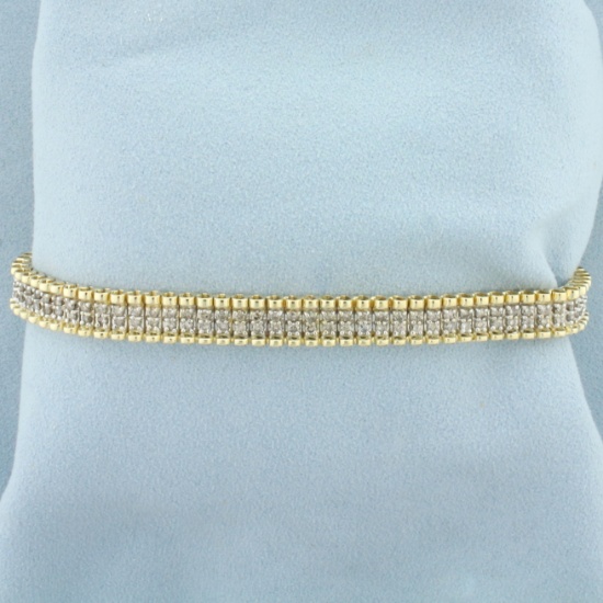 4ct Diamond Tank Track Tennis Bracelet In 14k Yellow Gold