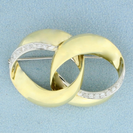 Vintage Diamond Double Circle Pin In 14k Yellow Gold