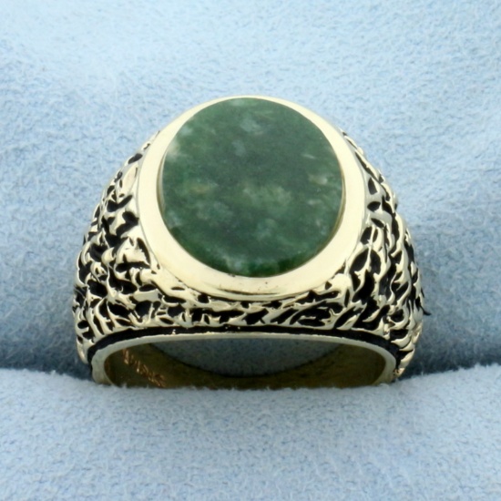 Vintage Jade Statement Ring In 14k Yellow Gold