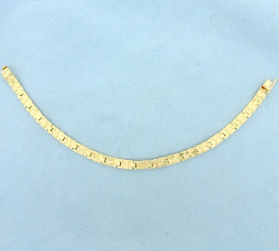 Nugget Design Link Bracelet In 14k Yellow Gold