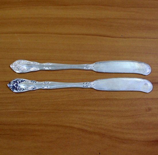 Alvin Chateau Rose Flat Handle Stering Silver Butter Spreaders Set Of 2