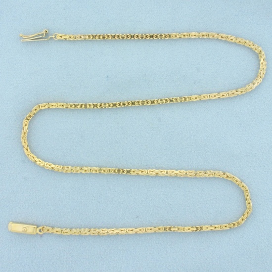 Italian Squared Byzantine Link Chain Necklace In 14k Yellow Gold