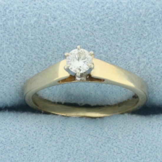Cathedral Set Diamond Solitaire Engagement Ring In 14k Yellow Gold