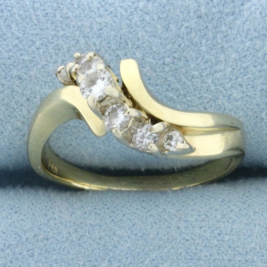 Diamond Waterfall Ring In 14k Yellow Gold