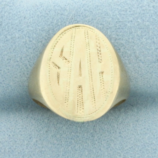 Antique Monogram Signet Ring In 10k Yellow Gold