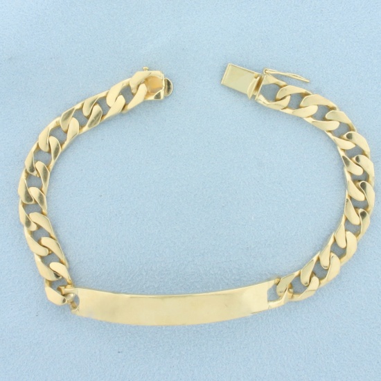 Curb Link Id Name Bracelet In 14k Yellow Gold