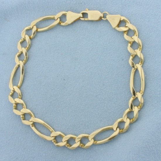 Italian Figaro Link Bracelet In 14k Yellow Gold