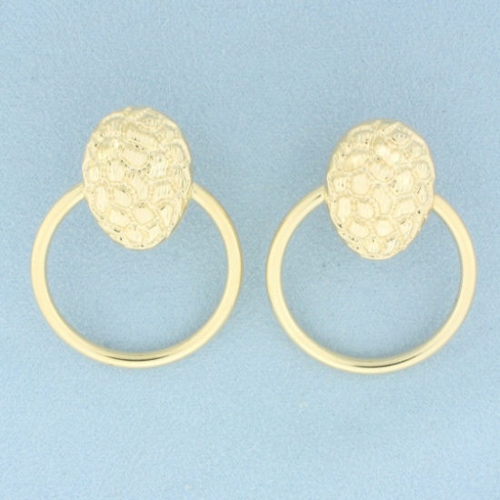 Large Door Knocker Hoop Earrings In 14k Yellow Gold