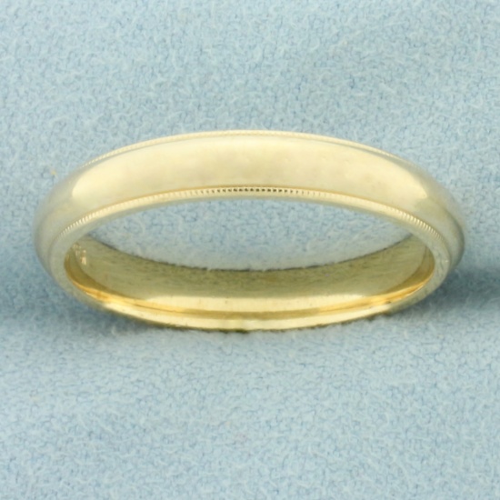Mens Beaded Edge Milgrain Wedding Band Ring In 14k Yellow Gold