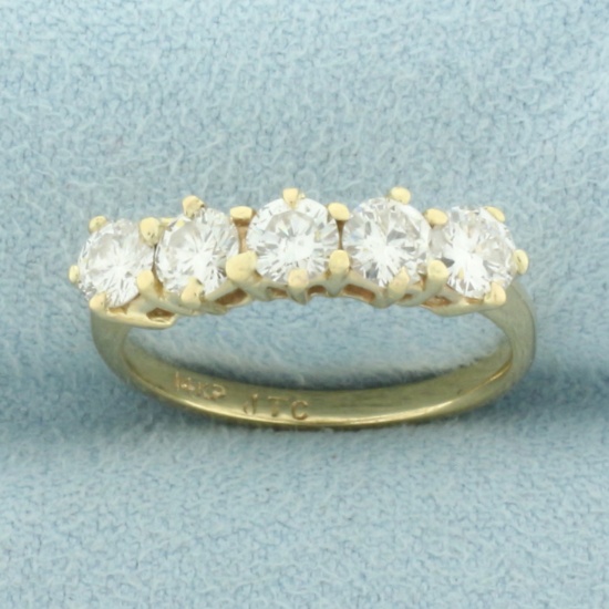 5-stone Diamond Wedding Or Anniversary Ring In 14k Yellow Gold