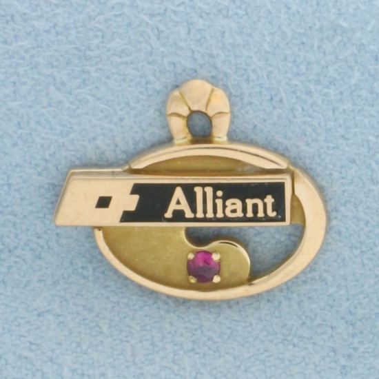 Vintage Alliant Ruby Charm In 10k Yellow Gold