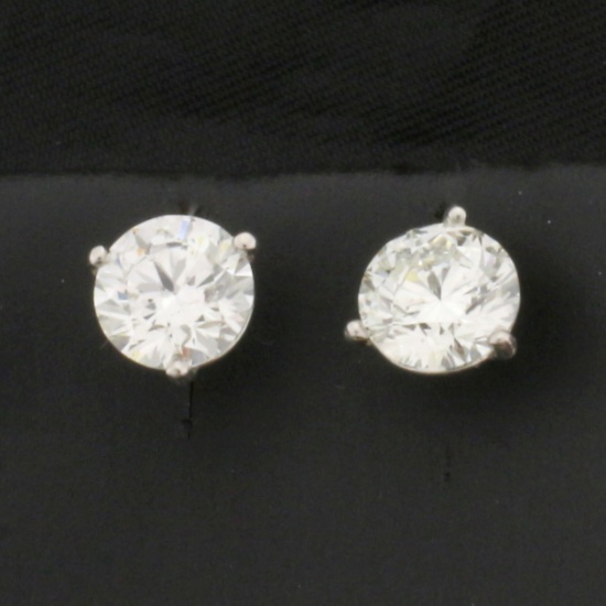 Gia Certified Over 2ct Tw Diamond Stud Earrings In Platinum Martini Settings
