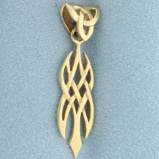 Celtic Flame Pendant Or Charm In 14k Yellow Gold