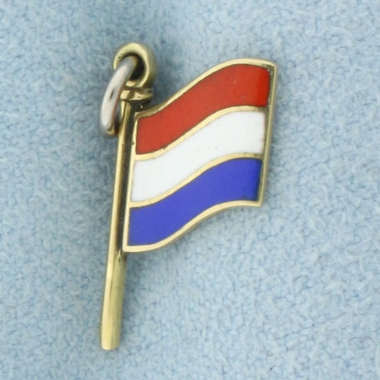 Netherlands Flag Charm In 14k Yellow Gold