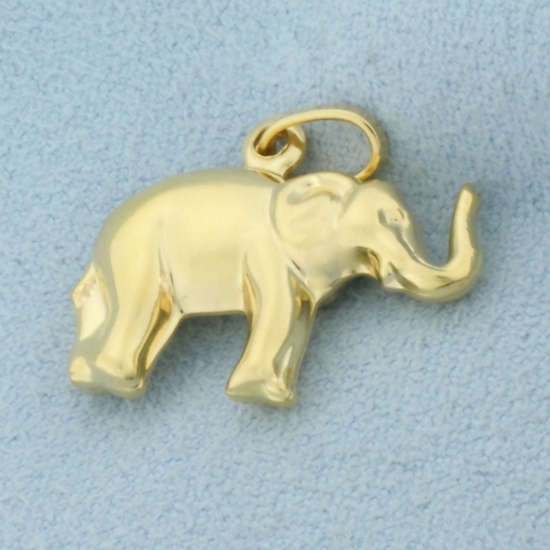 Puffy Elephant Pendant Or Charm In 18k Yellow Gold