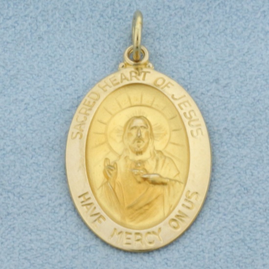 Sacred Heart Of Jesus Charm Or Pendant In 14k Yellow Gold