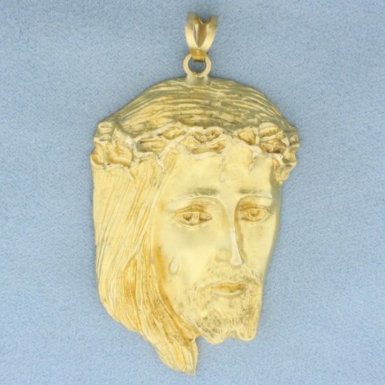 Large Weeping Jesus Christ Pendant In 18k Yellow Gold