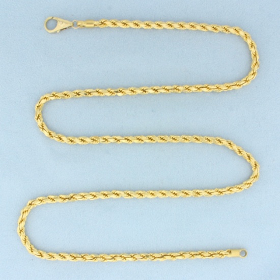 24 Inch Heavy Rope Link Chain Necklace In 18k Yellow Gold