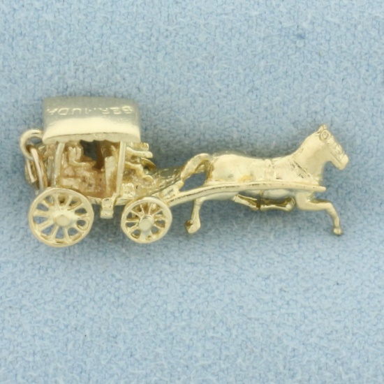 Bermuda Horse And Carriage Charm In 14k Yellow Gold