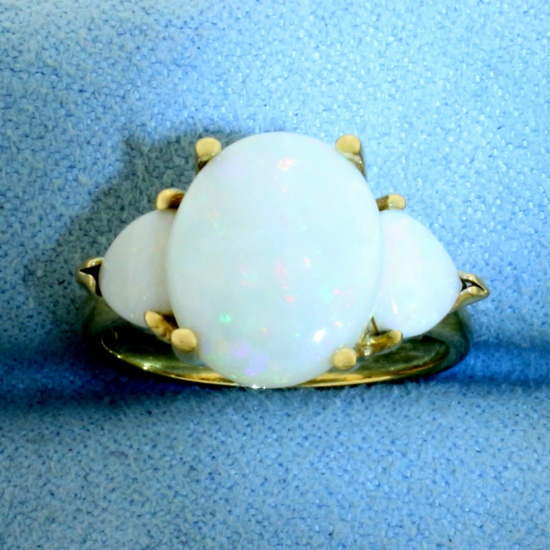 Opal 3-stone Ring In 14k Yellow Gold