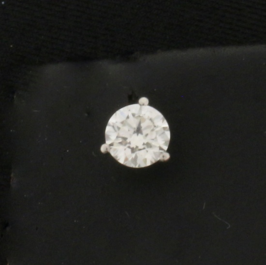 Gia Certified 1/2ct Single Diamond Stud Earring In Platinum Martini Setting