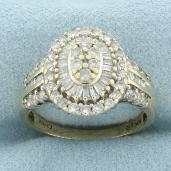 Diamond Target Halo Ring In 10k Yellow Gold