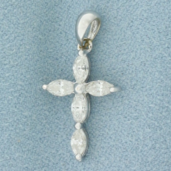 Diamond Cross Pendant In 18k White Gold