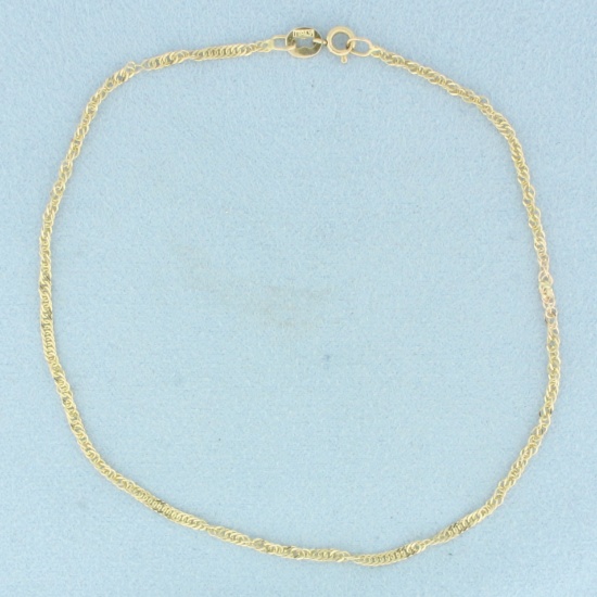 Italian Twisting Curb Link Anklet In 14k Yellow Gold