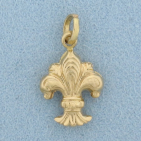 Fleur De Lis Charm Or Pendant In 18k Yellow Gold